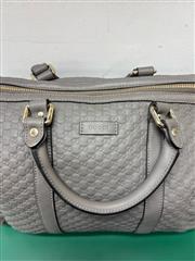 GUCCI MICROGUCCISSIMA GRAY LEATHER BOSTON BAG